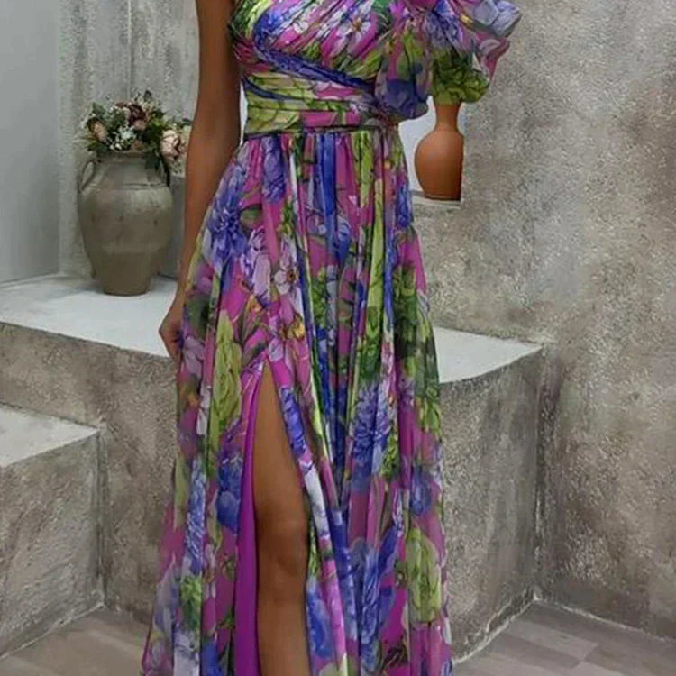 Amara - Robe maxi florale à une épaule